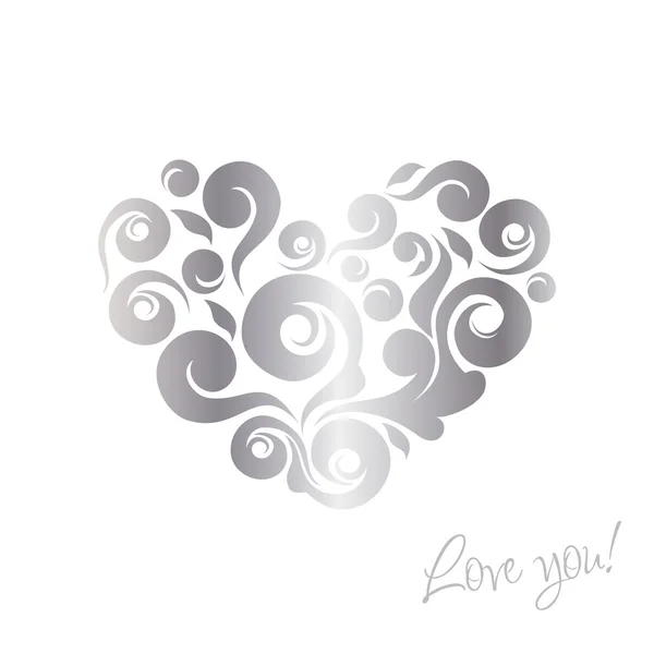 Silver Heart Decorated Modern Pattern — Stock Vector