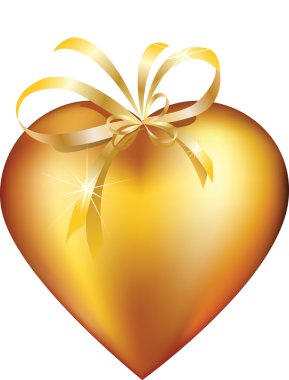 The heart of gold decorated with a bow. clipart