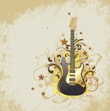 Beige background with a guitar. clipart