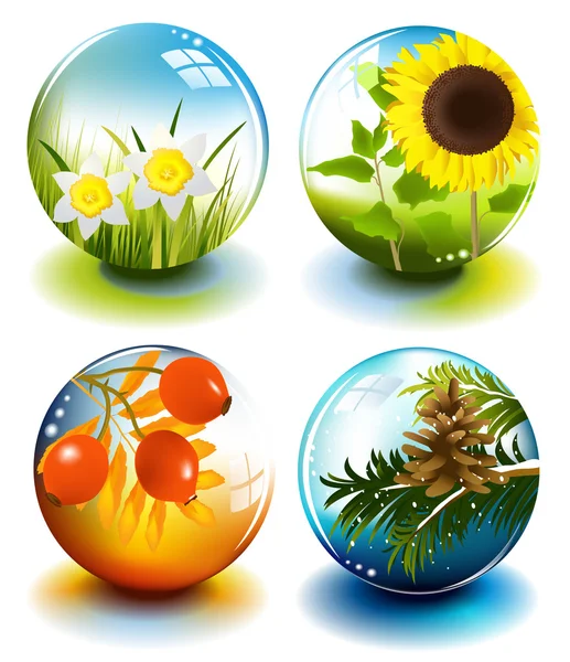 Cuatro esferas de temporada — Archivo Imágenes Vectoriales
