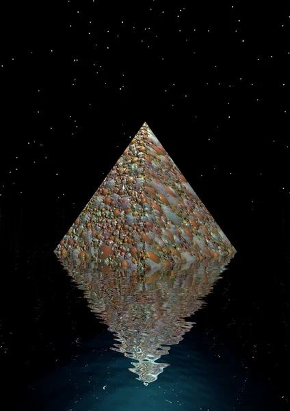 Piramis Színek Tenger Fekete Háttér — Stock Fotó
