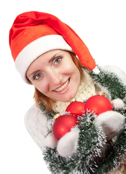 Mulher com enfeites de Natal — Fotografia de Stock