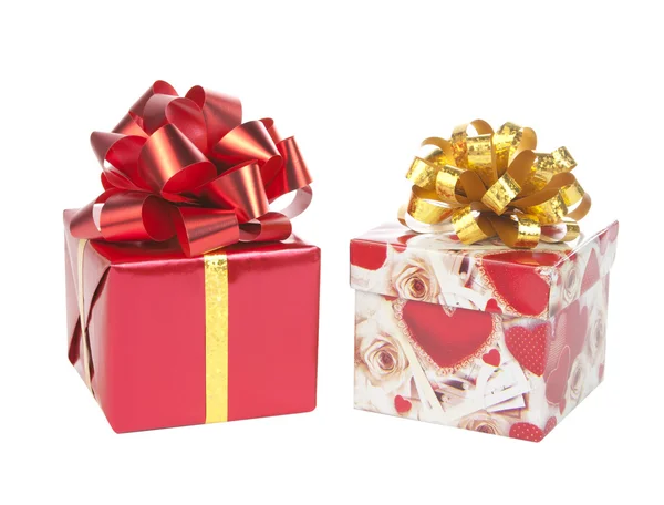 Two gift boxes with bows bows — Stock Photo, Image