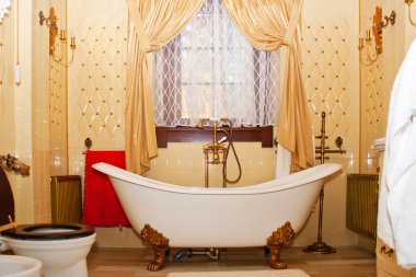 Luxury vintage bathroom interior clipart