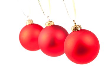 Christmas kırmızı baubles asılı