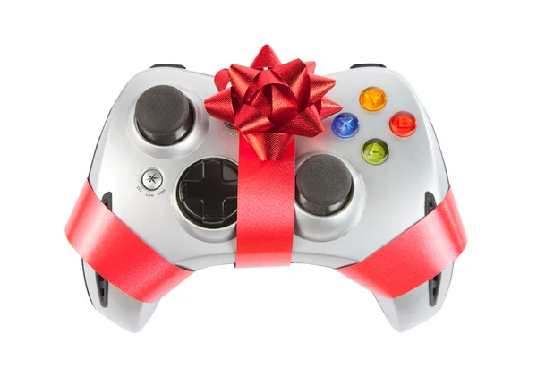 Joystick with red ribbon and bow — Stock Photo, Image