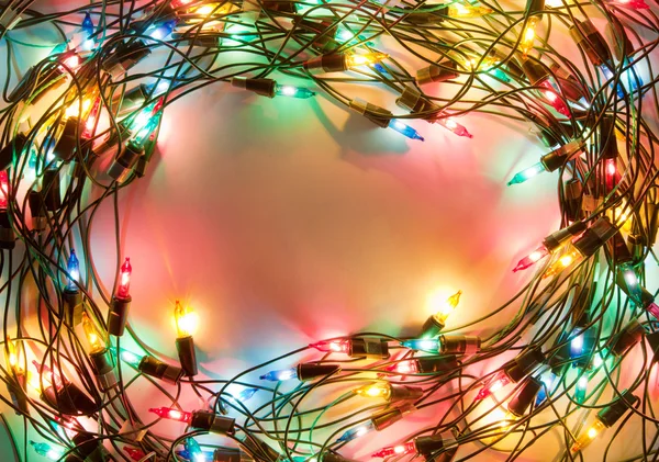 Cornice di luci di Natale colorate — Foto Stock