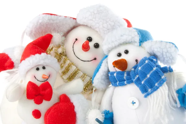 Счастливая семья улыбающихся снеговиков — стоковое фото