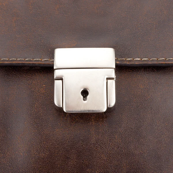 Lock on leather business case — Stock Photo, Image