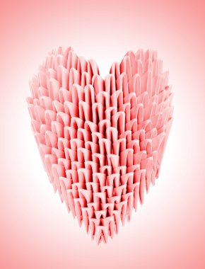 Red origami heart. Symbol of Valentine's Day clipart