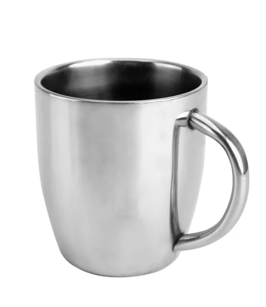 Close Silver Thermos Mug Isolated White — Stock Photo, Image