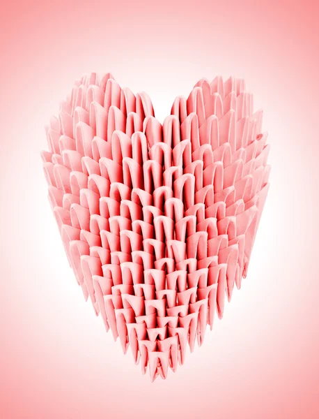 Kırmızı Origami Kalp Sevgililer Günü Nün Simgesi — Stok fotoğraf