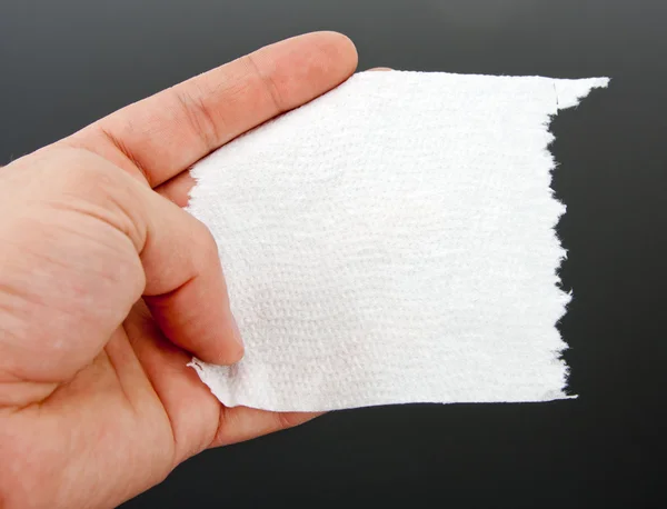 Uma Mão Segurando Pedaço Papel Higiênico Close — Fotografia de Stock