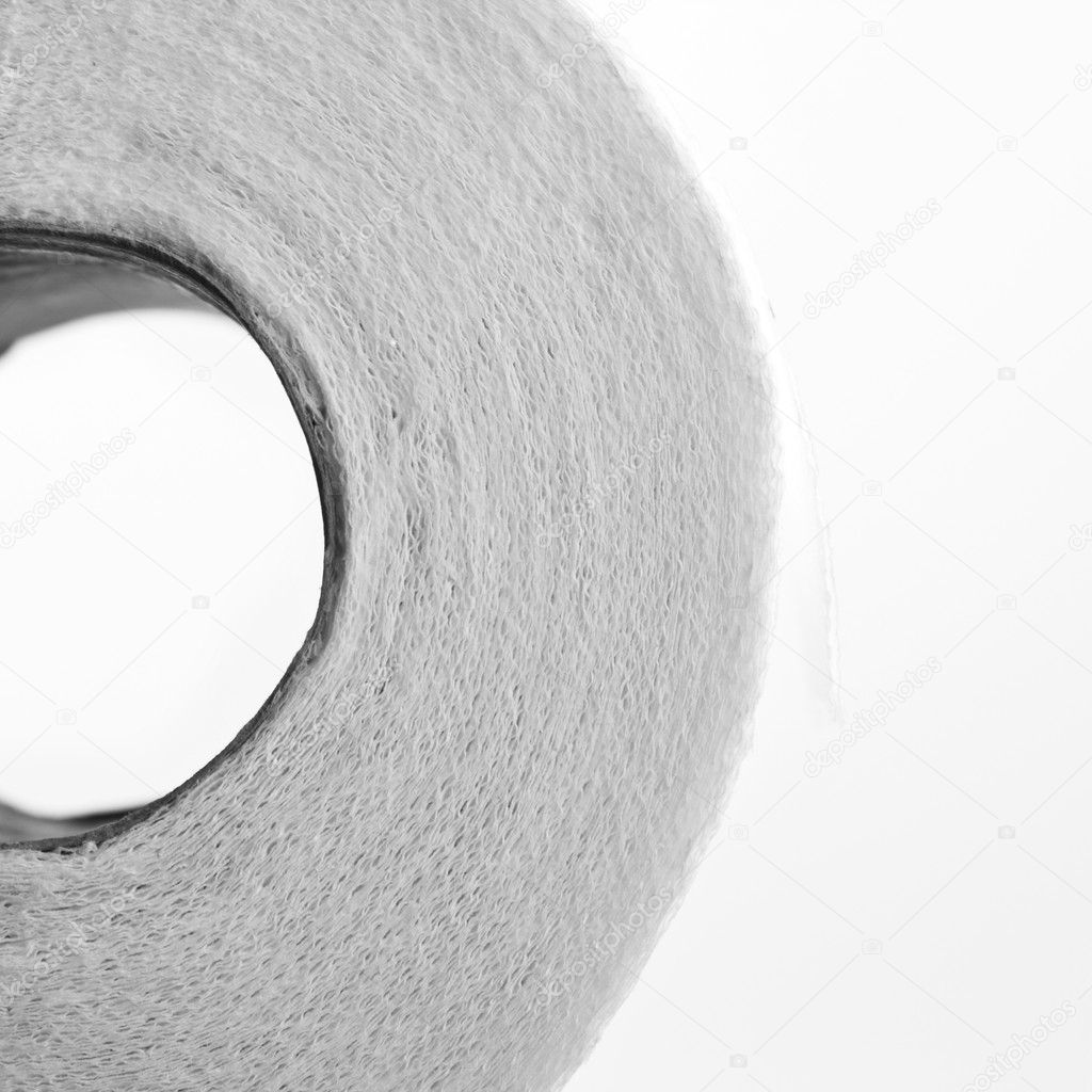 Close-up view of white toilet paper roll