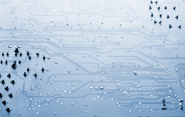 青いコンピューター回路のクローズ アップ — ストック写真