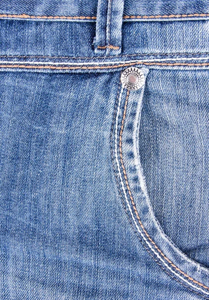 Primo Piano Sfondo Jeans Blu Con Tasca — Foto Stock