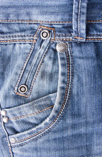 Närbild Blå Jeans Bakgrund Med Ficka — Stockfoto