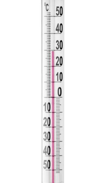 Μεγέθυνση Του Ένα Θερμόμετρο Απομονωθεί Λευκό — Φωτογραφία Αρχείου