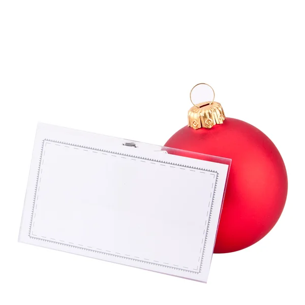 Boże Narodzenie Czerwony Cacko Puste Wizytówkę Białym Tle — Zdjęcie stockowe
