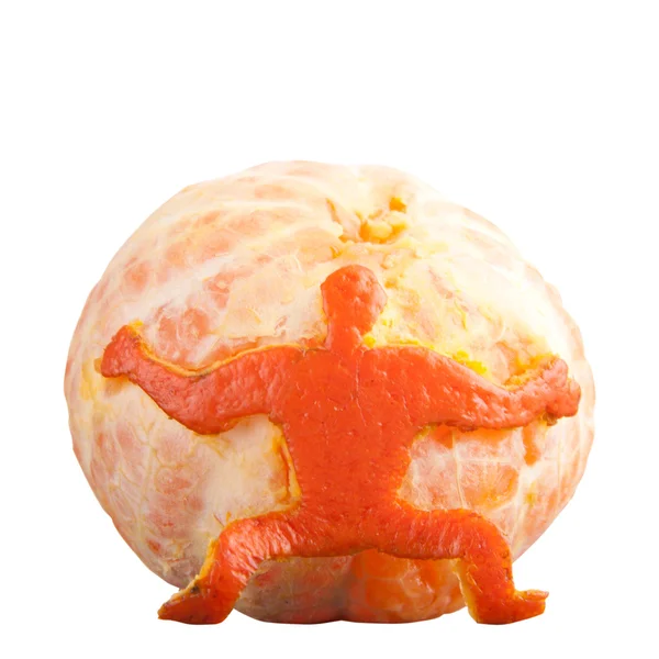 Człowiek gospodarstwa mandarynka — Zdjęcie stockowe