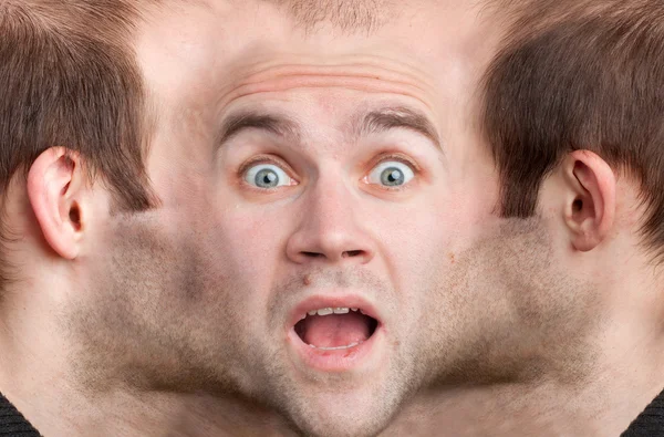 Panoramisch gezicht van bange man — Stockfoto