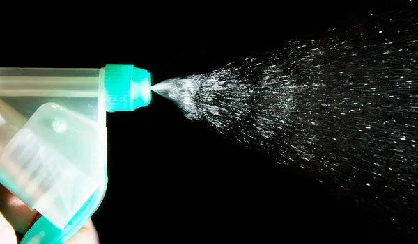 Close Splashing Plastic Water Spray Bottle — Stock Photo, Image
