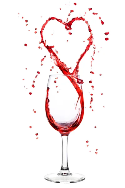 Vino salpicado de vino en forma de corazón — Foto de Stock