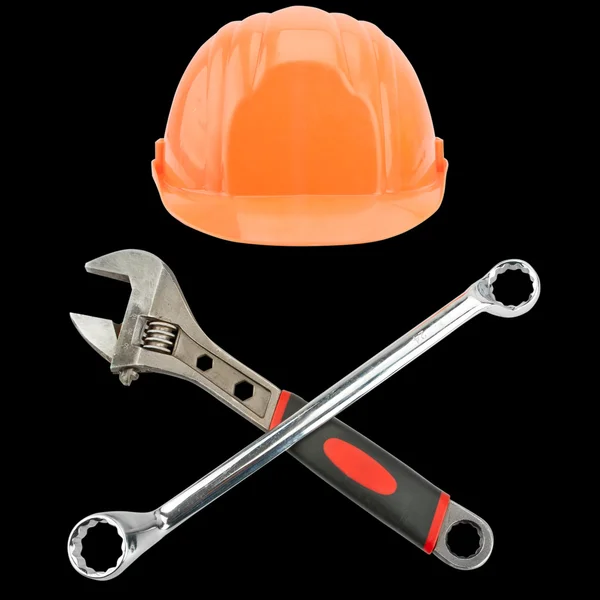 Jolly Roger Sign Made Tools Hardhat Isolated Black — Stock Photo, Image