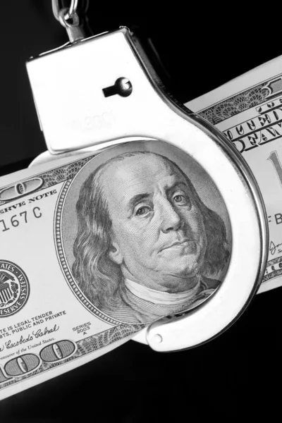 One Hundred Dollar Banknote Handcuffs — Stock Photo, Image