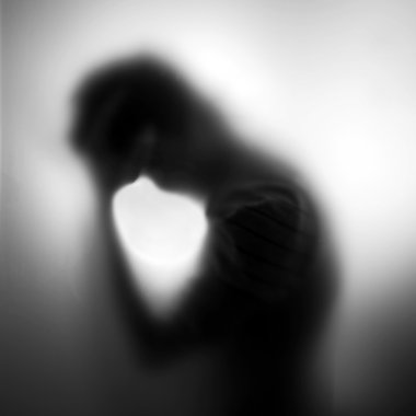 Silhouette of depressive man clipart