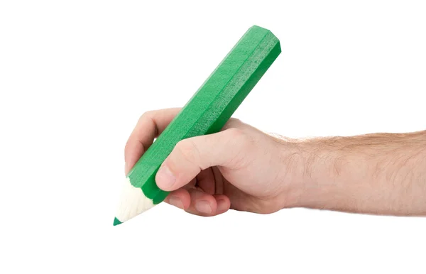 Hand with giant pencil — Stock Photo, Image