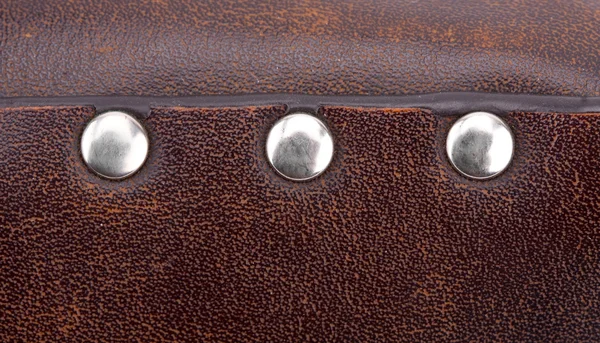 Rivets on leather briefcase — Stock Photo, Image