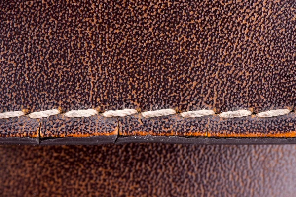 Seam on leather briefcase — Stock Photo, Image