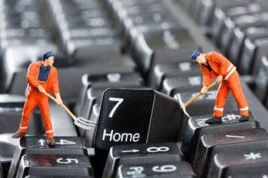 Workers repairing keyboard clipart