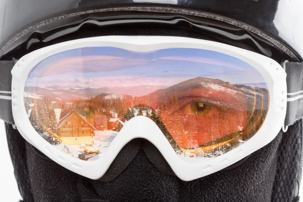 Snowboarder kigger på bjerge - Stock-foto