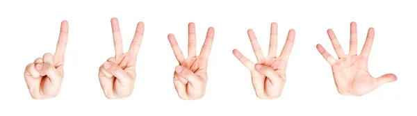 Counting hand signs from one to five — Stock Photo, Image