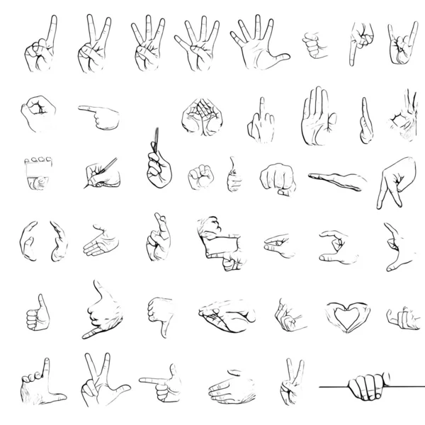 Croquis en silhouette de signes de la main — Photo
