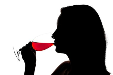 Silhouette of woman degusting wine clipart