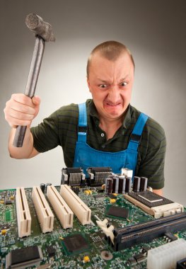 Mad IT worker clipart