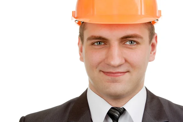 Lächelnder Ingenieur mit Hut — Stockfoto