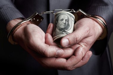 Business man arrested for bribe clipart