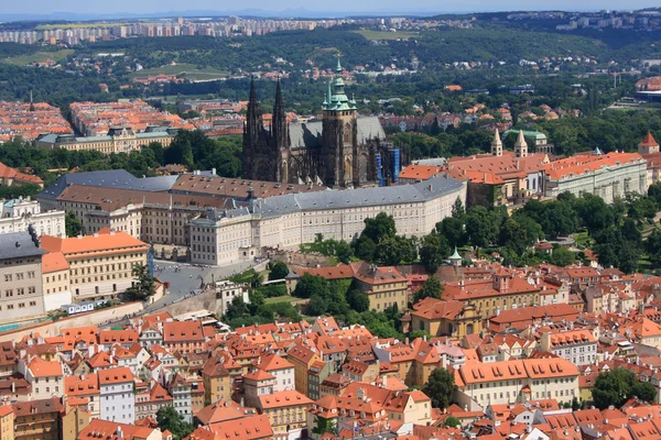 Blick Auf Veitsdom Und Burg Prag Stockbild