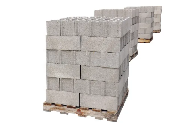 Concrete blocks on pallets — Stock Photo, Image