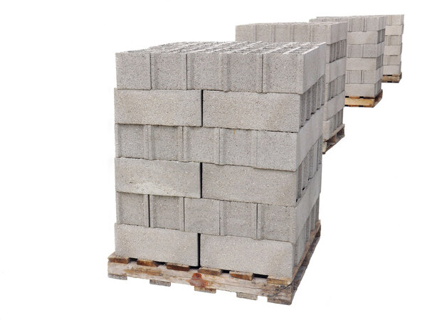 Concrete blocks on pallets
