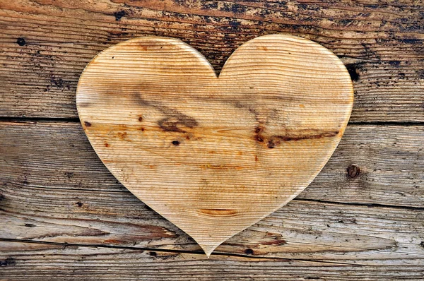 Generous Heart Light Wood Attached Darker Wood Old — Stock Photo, Image