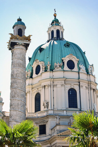 Detail of Karlskirche in Vienna, Austria