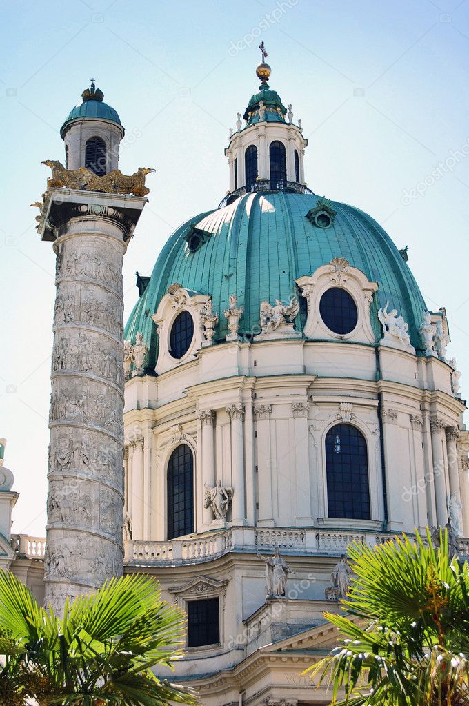 Detail of Karlskirche in Vienna, Austria