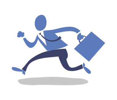 A man runs in a hurry to work late, want to catch clipart