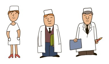 A nurse, a physician and chief medical officer shown in the illustration, there are a number of clipart