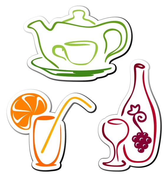 Iconos de bebidas estilizadas — Archivo Imágenes Vectoriales